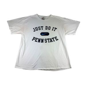 Vtg 90s Nike Penn State T Shirt Men's L Nittany Lions‎ Center Swoosh White Read